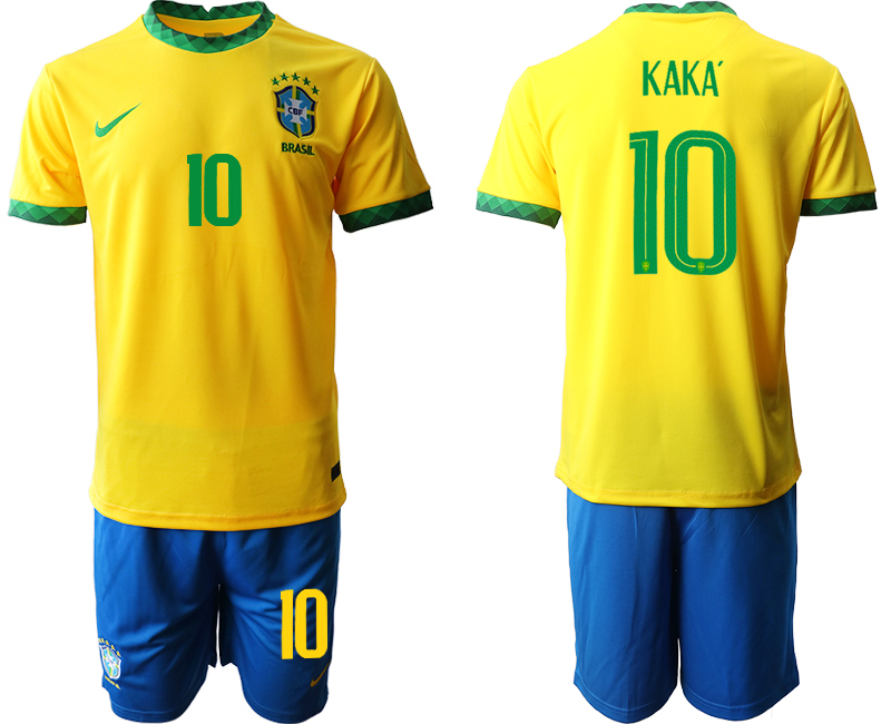 Men 2020-2021 Season National team Brazil home yellow #10 Soccer Jersey2